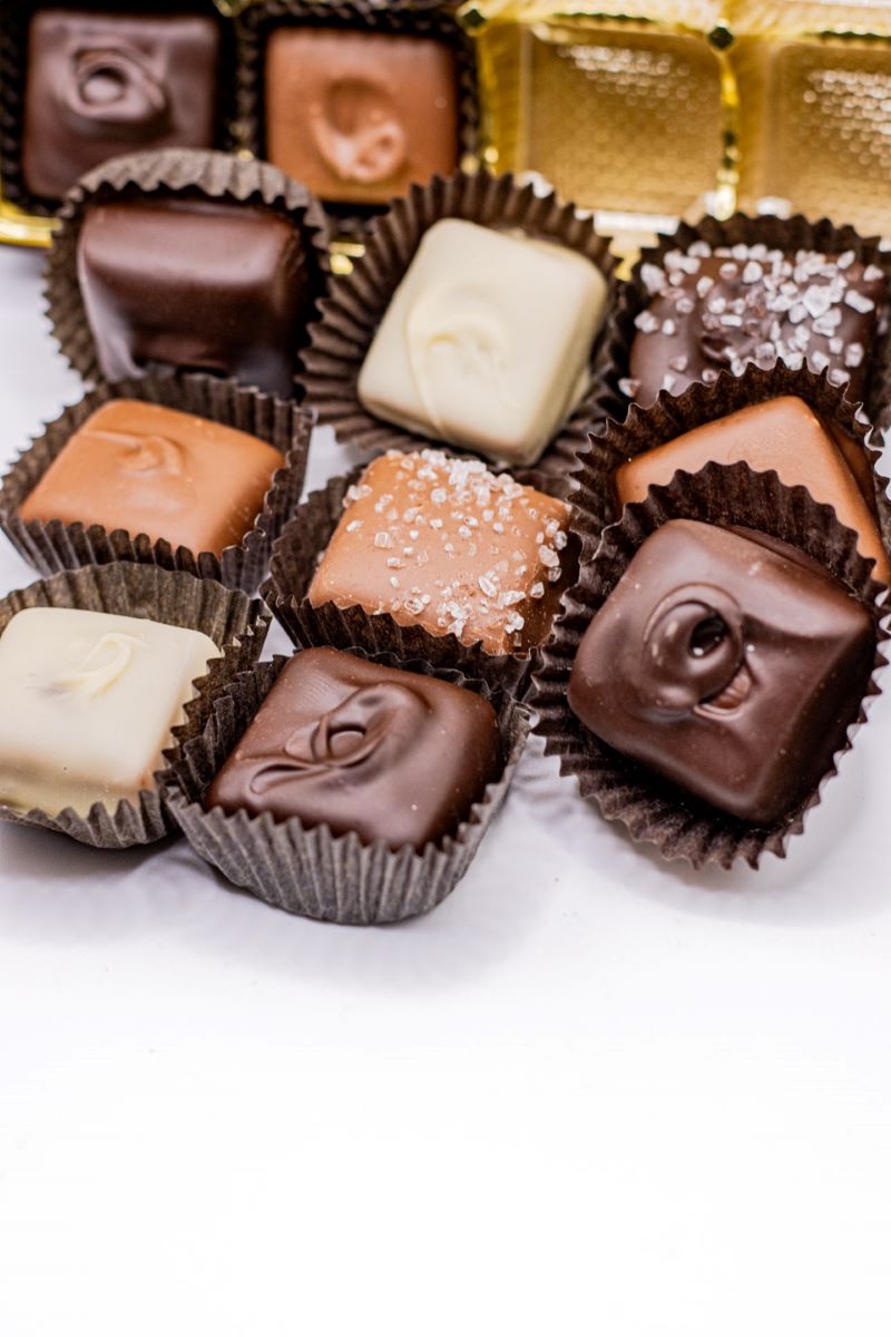 Assorted Caramels out of the box and in a black wrapper from Hansel and Gretel Candy Kitchen Helen Georgia