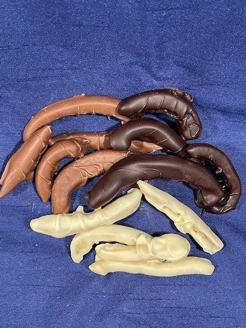 Chocolate Covered Orange Peel in white chocolate, milk chocolate and dark chocolate at Hansel and Gretel candy kitchen