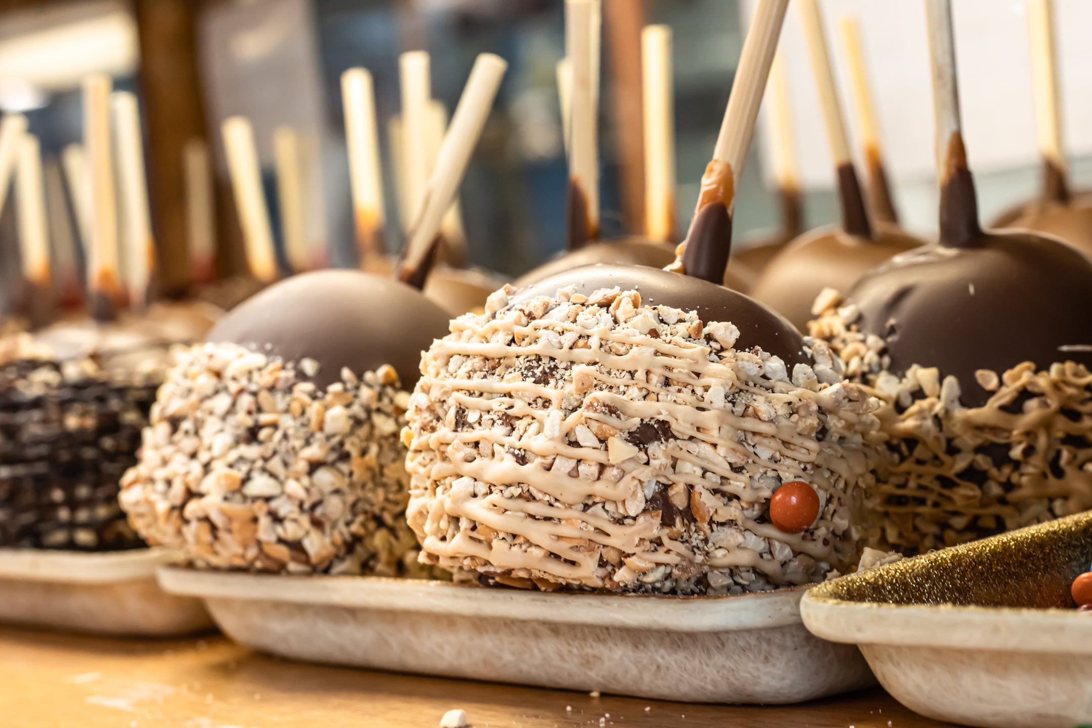 Chocolate Pear with Toppings at hansel and gretel candy kitchen, helen ga