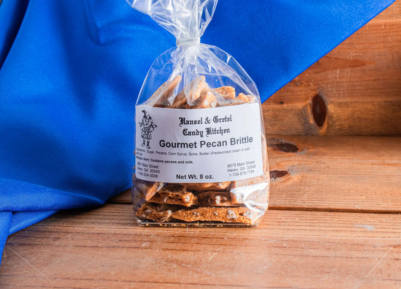 Hansel and Gretel Gourmet Pecan Brittle Bagged 8oz, from Hansel and Gretel Candy Kitchen Helen Georgia