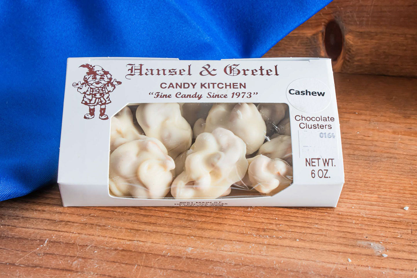 Hansel and Gretel White Chocolate Cashew Clusters Box 8oz, Hansel and Gretel Candy Kitchen, Helen Georgia