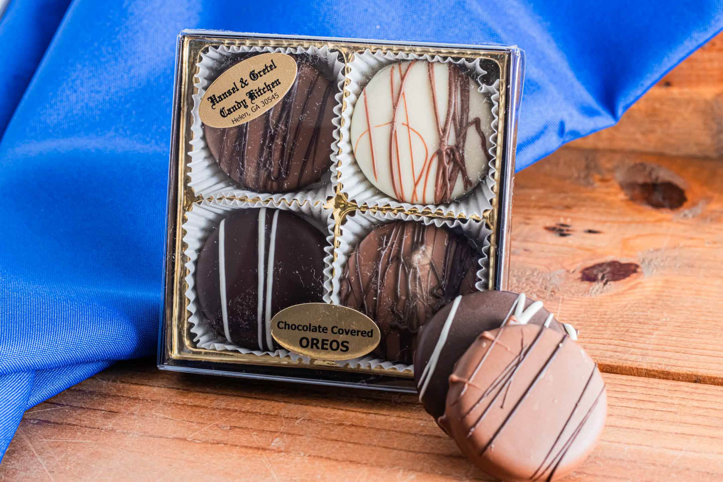 4pc Pre Packaged Assorted Chocolate Covered Cookies Oreos from Hansel and Gretel Candy Kicthen Helen Georgia