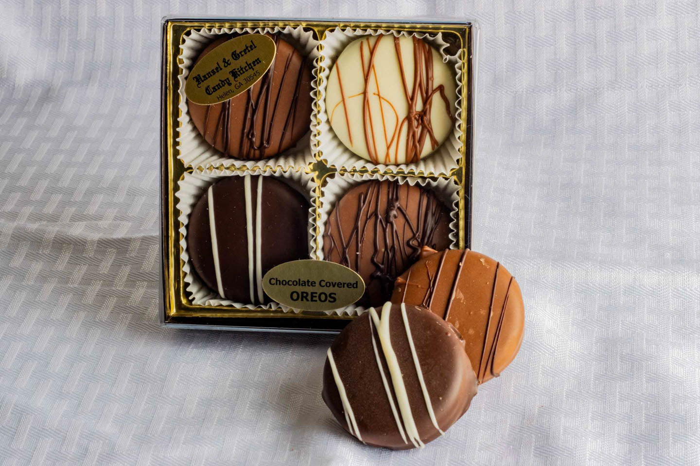 4pc Pre Packaged Assorted Chocolate Covered Cookies Oreos from Hansel and Gretel Candy Kicthen Helen Georgia