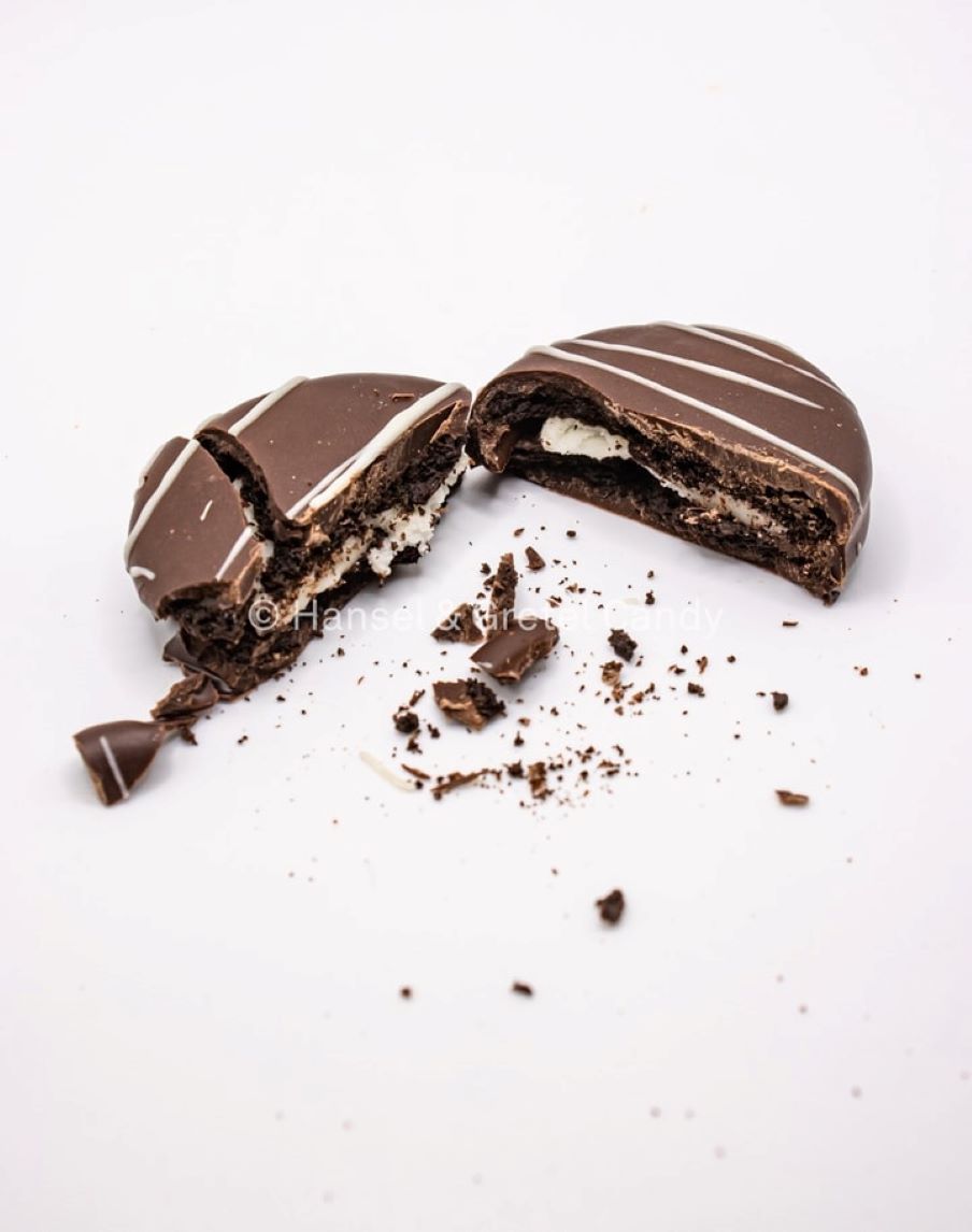 Hansel & Gretel Chocolate Covered Oreo Broke in Half