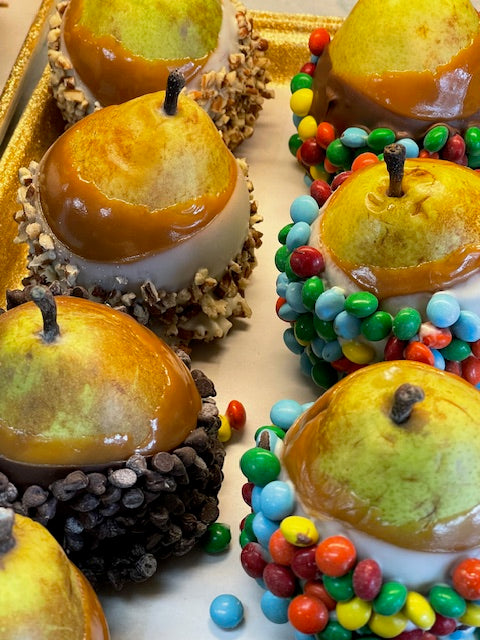 Handmade Chocolate Pear with Toppings and Drizzle at hansel and gretel candy kitchen