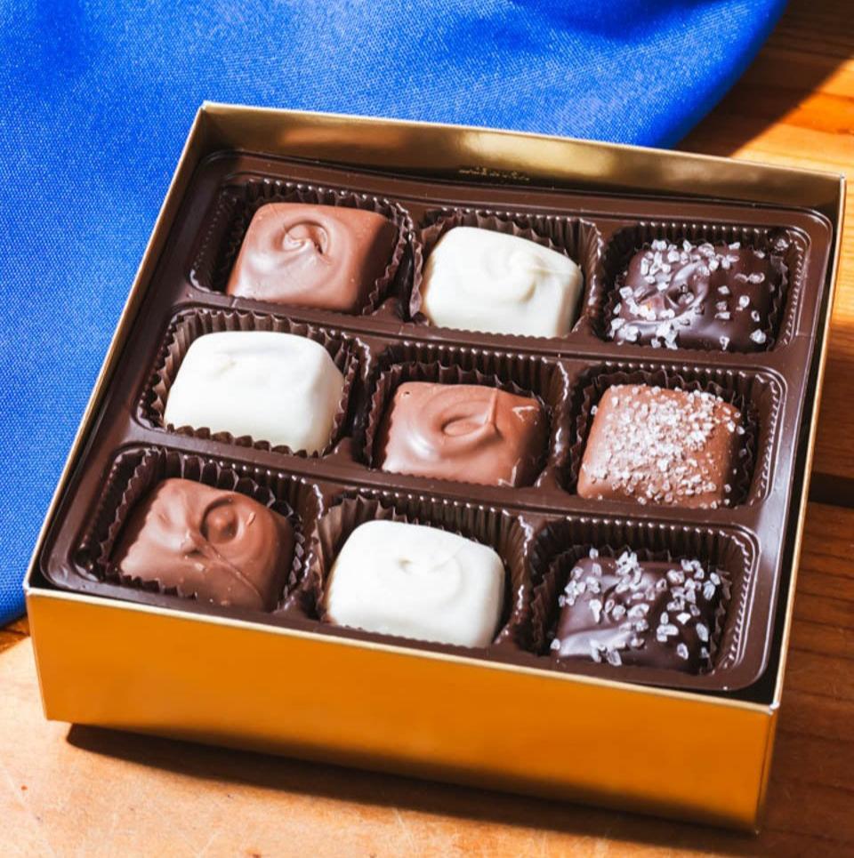 Custom Caramel Box 9pc From Hansel and Gretel Candy Kitchen Helen Georgia