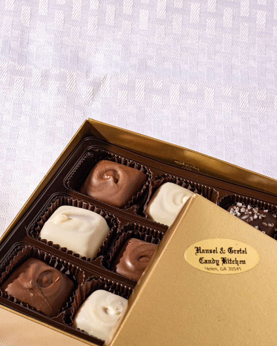 Custom Caramel Box 9pc From Hansel and Gretel Candy Kitchen Helen Georgia