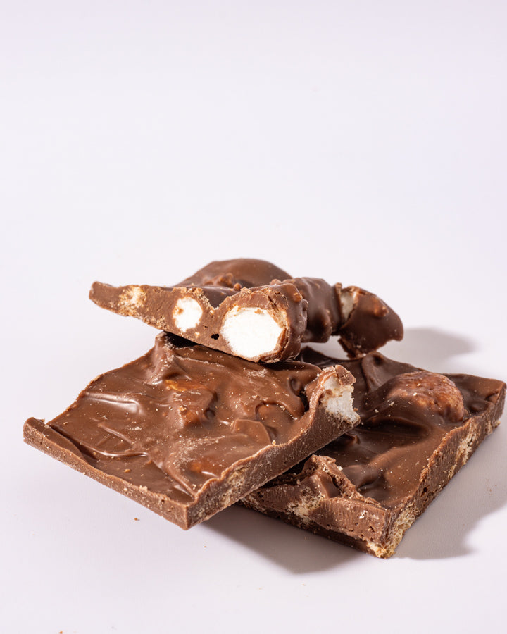 Hansel and Gretel S'mores Bark Pieces Stacked up From Hansel and Gretel Candy Kitchen Helen Georgia