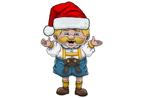 Hansel and Gretel mascot with a Santa hat