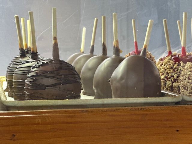Chocolate Pear with Drizzle at hansel and gretel candy kitchen helen ga