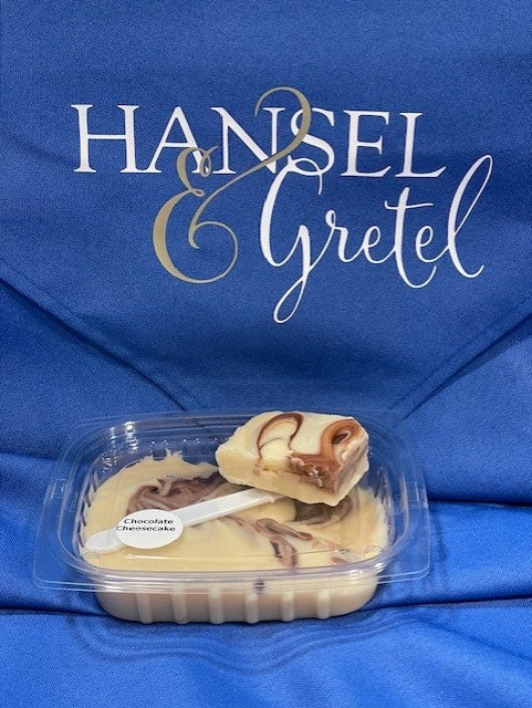 Chocolate Cheesecake Butter/Cream Fudge 1/2lb in a plastic container from Hansel and Gretel Candy Kitchen Helen Georgia